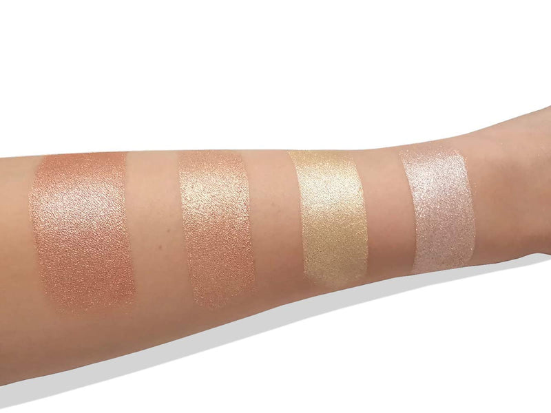 Highlighter Palette Highlighter Makeup Iluminador - Glow Bronzer Powder Makeup Highlighter Kit With Mirror - 4 Highly Pigmented Face Highlighter Shimmer Colors - Vegan, Cruelty Free & Hypoallergenic Lamora