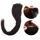 Clip in Remy Hair Extensions Human Hair Natural Black for Women 10inch Seamless Clip on Real Hair Skin Weft Clip ins Thin 8pcs Standard Weft Long Straight Hairpieces for Full Head Off Black