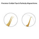 Professional Lash Golden Tweezers for Eyelash Extension Hand Crafted Japanese Stainless Steel Precision Tweezers (90° Angular Tip.) metaleks
