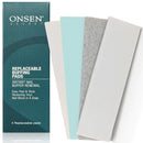 Onsen Secret Nail Buffer Block Replacement Pads - 3 Way Buffing Smooth Shine Natural Nail Buffing Pads w/ 3 Sides Coarse, Soft, Silky, Nail Buffer Replacement Pads Only - 4 Combo Pads - 1 Pack Onsen Secret
