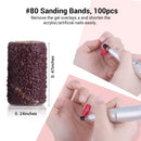 MelodySusie 300 Pcs Professional Sanding Bands Nail Drill Bits Set, 80 Coarse, 120 Medium, 180 Fine Grit EFile Sand Piece Set Mandrel Bit for Acrylic Nails Manicures and Pedicures MelodySusie
