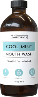 JUST Ingredients Cool Mint Remineralizing Mouthwash - Hydroxyapatite, Colloidal Silver, Alcohol-Free - 16 Fl Oz Infinity Warehouse
