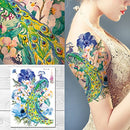 Supperb® Temporary Tattoos - Watercolor Dream of peacock & Blue Flowers Supperb