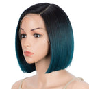 DÉBUT Lace Front Wigs for Black Women Bob Wigs for White Women Synthetic Hair 9.5" 120g Natural Straight Swiss Lace Heat Resistant Fibers Half Hand Tied (Simulated Scalp 9.5", 1B) DÉBUT