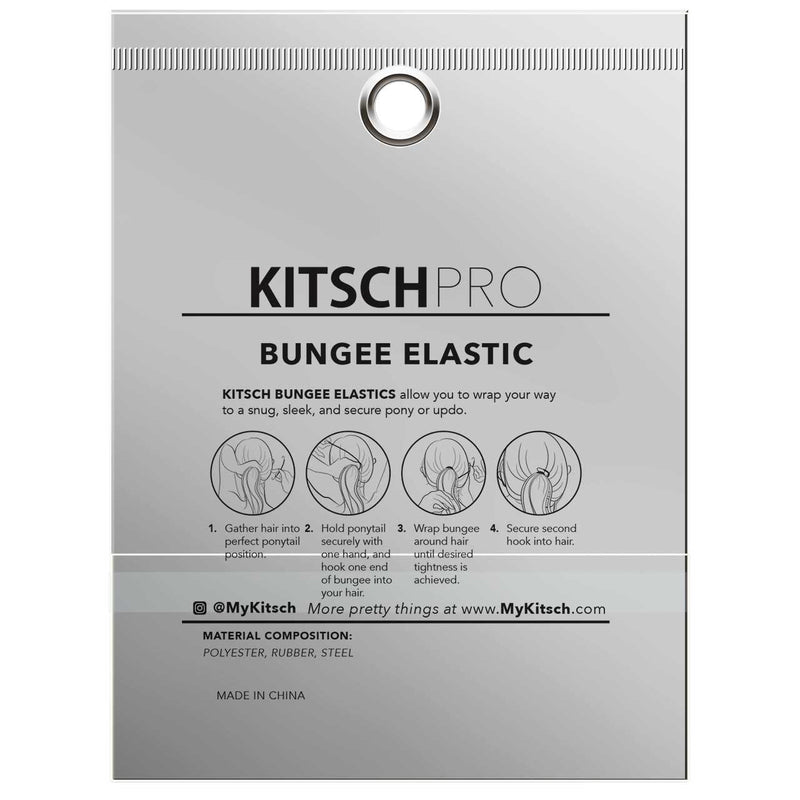 Kitsch Pro Bungee Hair Ties, Hair Ties with Hooks for Updos, Hair Bungee, Hair Elastics for Ponytails, Bungee Cord Hairties for All Hair Types, 6 Count, Black Kitsch