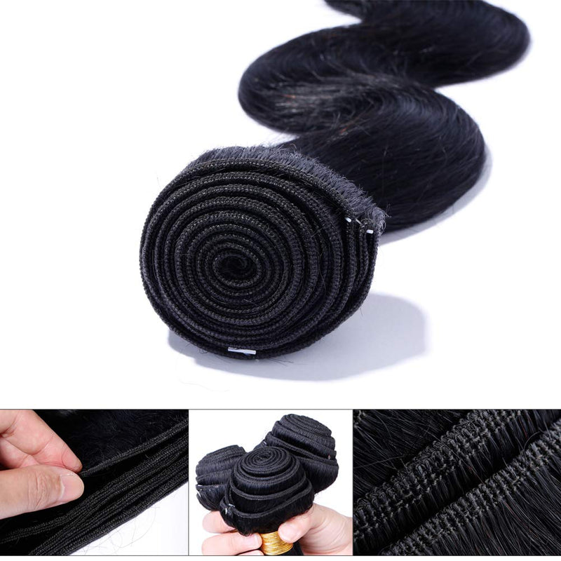 20 Inch Human Hair Weft Sew In Natural Black Brazilian Hair 3 Bundles Long Body Wave Unprocessed Hair Weave Extensions for Women 20"x3