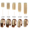 Invisible Clip in Mini Hair Extensions Human Hair Seamless Hairpin Hair Pad Short Straight Hairpieces One Piece Wiglet Hair Filler for Adding Hair Volume 4 Inch Ash Blonde mix Bleach Blonde MY-LADY