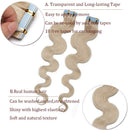 40 PCS Rooted Tape In Hair Extensions Real Human Hair Invisible Seamless Skin Weft Body Wave Highlight Double Side Tape Remy Human Hair Extensions Wavy For Women (14'',80g/40pcs,