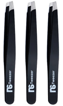 Slant Tweezers (3-Pack) – Professional Slant-Tip Tweezers in Separate Sleeves for Eyebrows and Facial Hair – High-Quality Stainless Steel Brow Shaping Hair Plucker for Expert Precision Personal Care New Style