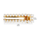 LUX ACCESSORIES White Pearl Rectangle Goldtone Hair Clip Bridal Bobby Pin Barrette LUX ACCESSORIES