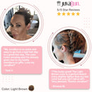 JuvaBun Messy Bun Hair Scrunchie – Hair Extensions for Women & Men Create Full Updos for Events, Everyday Wear – Washable, Realistic, Synthetic Juva Hair Bun Maker & Resealable Bag, Light Brown JuvaBun