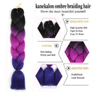 Ombre Kanekalon Braiding Hair 3 Pack Ombre Jumbo Braiding Hair Extensions 24 Inch Jumbo Braid Synthetic Hair for Braiding (3 pack, Black-Purple-Blue) Angels Beauty