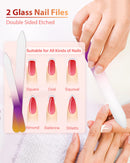 Glass Nail File and Nail Shiner, 4PC Crystal Nail File and Nano Glass Nail Buffer, Premium Set with Case, Professional Manicure Tool Fingernail Czech File for Natural Nail, Gift for Women and Girls HealPure