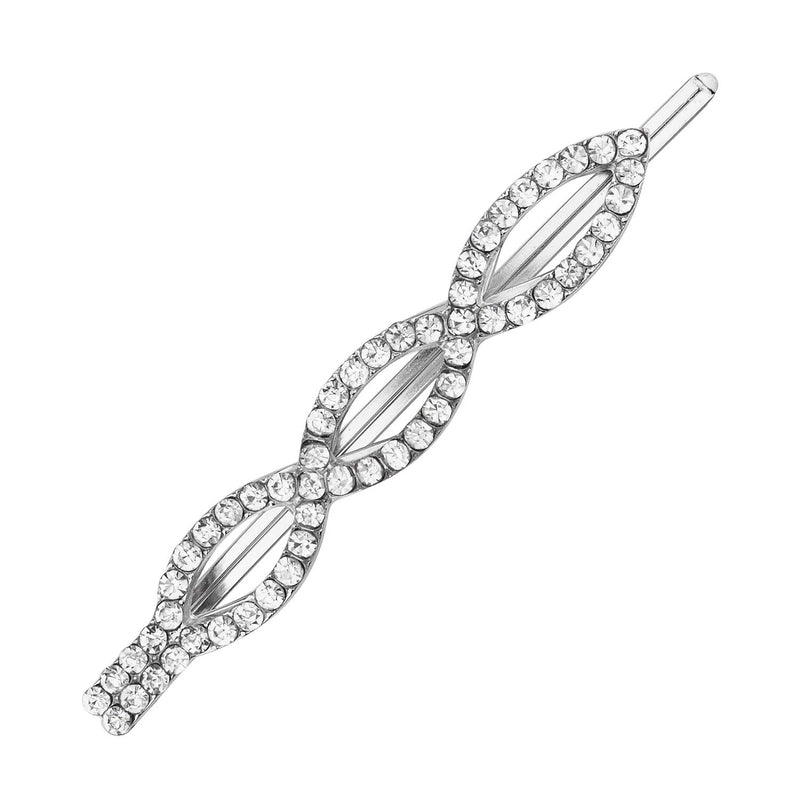 LUX ACCESSORIES Set of 2 Pairs Silver Tone Crisscross Clear Crystal Rhinesones Fashion Hair Pins LUX ACCESSORIES