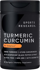 Sports Research Turmeric Curcumin C3 Complex - Softgels with Bioperine Black Pepper Extract & Organic Coconut Oil, Standardized 95% Curcuminoids - Non-GMO Verified & Gluten Free - 500mg, 120 Count Infinity Warehouse