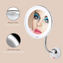 TOP4EVER Flexible 10X Magnifying Suction Mirror, Dimmable LED Lighted Vanity Mirror,Power Locking Suction Cup with Day Light and 360 Degree Swivel, Portable Vanity Mirror for Home Bathroom TOP4EVER