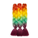 24" Ombre Jumbo Braiding Hair Extensions Jumbo Braid Hair Ombre Long Jumbo Braids For Box Twist Crochet Hair High Temperature 4 Tone Colored (3 Bundles,Orange to Yellow to Green to Burgundy) S-noilite
