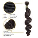 Human Hair Loose Wave Bundles Brazilian Loose Wave Hair 3 Bundles With 4X4 Lace Closure Free Part (14 16 18+12) 100% Unprocessed Human Hair Weave Bundles Can Be Dyed and Bleached Natural Black Color Miss CARA Store