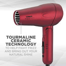 Conair miniPRO Tourmaline Ceramic Travel Hair Dryer with Folding Handle, Red Infinity Warehouse
