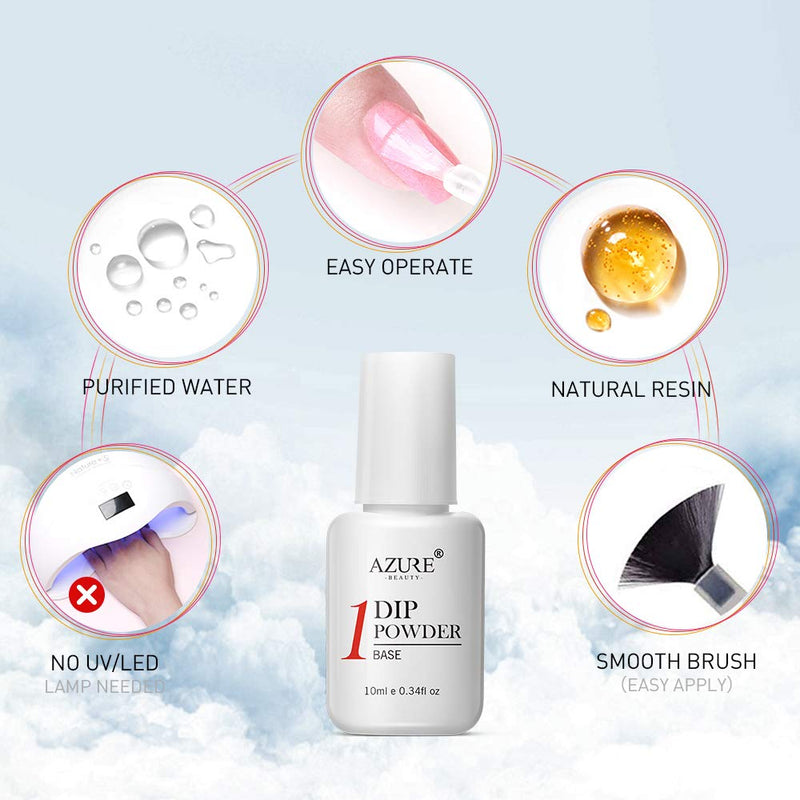 Dip Powder Nail Kit Starter, AZUREBEAUTY Blue Black 8 Colors Acrylic Dipping Powder System Essential Liquid Set with Top/Base Coat Activator Brush Saver for French Nail Art Manicure Beginner DIY Salon AZUREBEAUTY