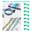 TOFAFA 16 Pcs Colored Hair Extensions Curly Wavy Clip in Synthetic Hairpiece Streak for Girls Women Kid, Multi-colors Party Highlights (Green) TOFAFA Store