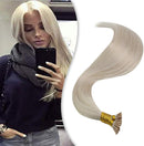 YoungSee 24inch Real Hair Extensions I Tip Platinum Blonde Itip Hair Extensions Human Hair Pre Bonded Keratin Hair Extensions