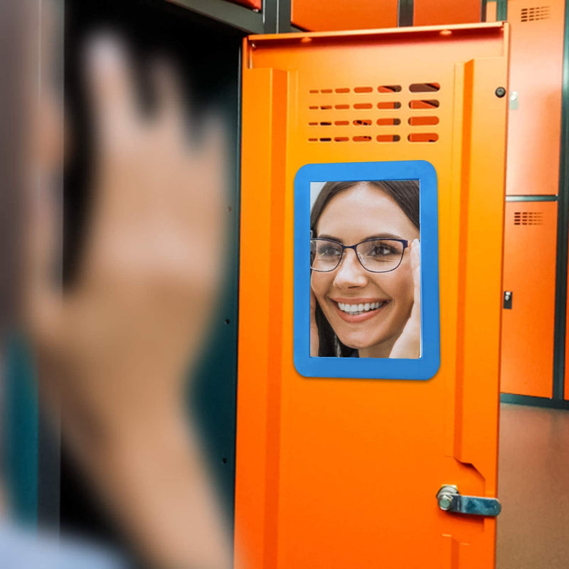 Magnetic Locker Mirror for School Locker, Gym Locker, Office Cabinet, Workshop or Refrigerator, Makeup Mirror, Locker Accessory, Toolbox, Glass 5" x 7" White PTY