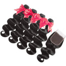 Flady 10A Brazilian Body Wave Bundles with Closure 100% Unprocessed Virgin Human Hair 4 Bundles with Free Part Closure (18 18 20 20+16inch) Flady Store
