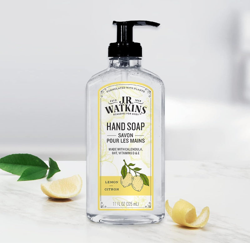 J.R. Watkins Gel Hand Soap For Bathroom or Kitchen, Scented, Cruelty Free, 11 Fl Oz, Lemon, 3 Pack Infinity Warehouse