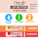 CHAP-LIP Lip Butter Lip Balm with Fruit Flavors, Cocoa Butter, Coconut Oil | Moisturizing Vitamin E & Total Hydration Treatment & Soothing Lip Therapy (2 Count - Strawberry & Tangerine) Chap-Lip