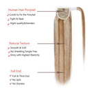 100% Remy Human Hair Ponytail Extension Wrap Around One Piece Hairpiece With Clip in Comb Binding Pony Tail Extension For Girl Lady Women Long Straight