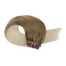 Moresoo Clip in Hair Extensions Clip in Human Hair Balayage Blonde Hair Extensions 10 Inch Human Natural Hair Extensions Clip in Brown #6 with #60 Platinum Blonde Clip in Extensions 5PCS 70G