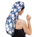 Sent Hair Extra Long Satin Bonnet Sleep Cap for Women Double Layer Silky Hair Bonnet for Braids,Curly,Long Hair- Soft Elastic Band,Blue Floral sent hair Store