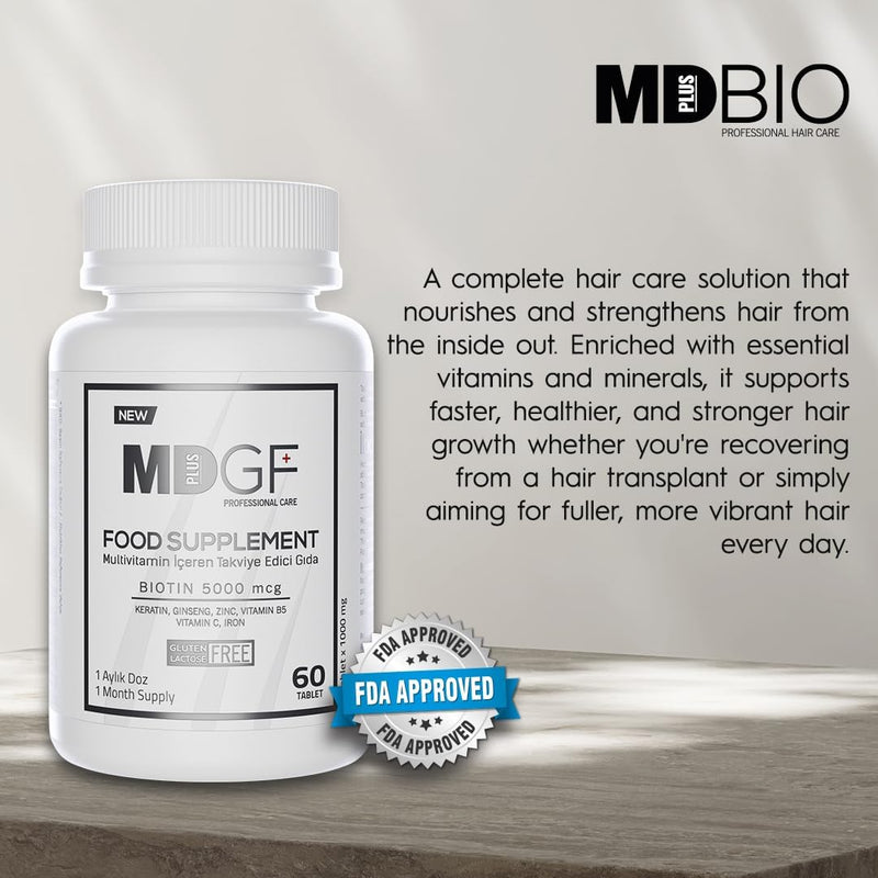 MD PLUS BIO Anti Hair Loss Vitamin Products - Supplement for Hair and Beard Growth - Men and Women with Biotin, Saw Palmetto, Collagen, Keratin, Ginseng and Vitamins -DHT Blocker Infinity Warehouse