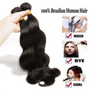 20 Inch Human Hair Weft Sew In Natural Black Brazilian Hair 3 Bundles Long Body Wave Unprocessed Hair Weave Extensions for Women 20"x3