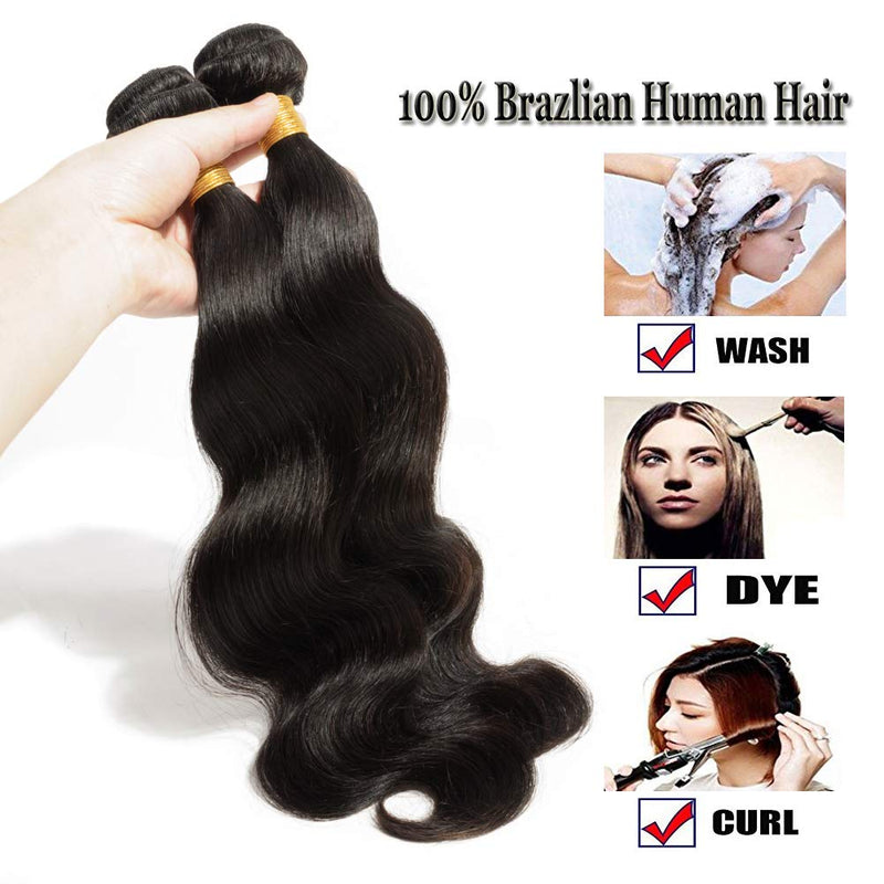 20 Inch Human Hair Weft Sew In Natural Black Brazilian Hair 3 Bundles Long Body Wave Unprocessed Hair Weave Extensions for Women 20"x3
