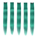 Winsky Teal Hair Extensions Clip in Human Hair - 100% Straight Party Highlights Clip on Colored Hair Extensions 5 Pieces/Set (18inch,Teal) Winsky