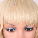 Relena Short Blonde Wavy Wig with Bangs 14" Shoulder Length Short Blonde Wig for Women Synthetic Bob Curly Wave Wigs Heat Resistant Fiber Replacement Wig for Daily Party Use Relena