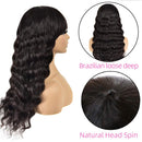 Human Hair Wigs with Bangs for Black Women 150% Density Loose Deep Wave None Lace Front Wigs Machine Made Wigs Glueless 100% Unprocessed Brazilian Virgin Human Hair Wigs (14 inch) Borchan