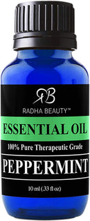 Radha Beauty Peppermint Essential Oil 10ml - 100% Pure & Therapeutic Grade, Steam Distilled for Aromatherapy, Fresh Minty Scent, Mental Focus, Headaches, Congestion Radha Beauty