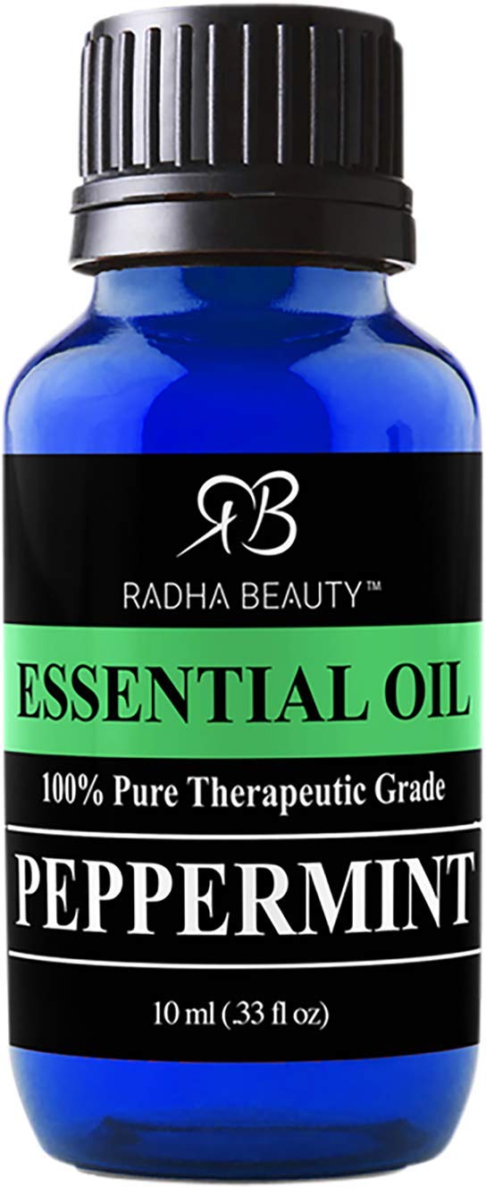Radha Beauty Peppermint Essential Oil 10ml - 100% Pure & Therapeutic Grade, Steam Distilled for Aromatherapy, Fresh Minty Scent, Mental Focus, Headaches, Congestion Radha Beauty