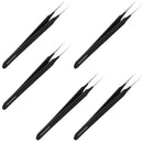 Ingrown Hair Tweezers | Pointed Tip | 5 Pack | Black | Precision Stainless Steel | Extra Sharp and Perfectly Aligned for Ingrown Hair Treatment & Splinter Removal For Men and Women | By Tweezees Tweezees
