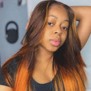 UNice Hair 10A Ombre Straight Silk Base Fake Scalp T part Lace Human Hair Wig Middle Part Brazilian Remy Hair Ginger Wigs Pre Plucked with Baby Hair for Women 150% Density 24inch UNICE Store