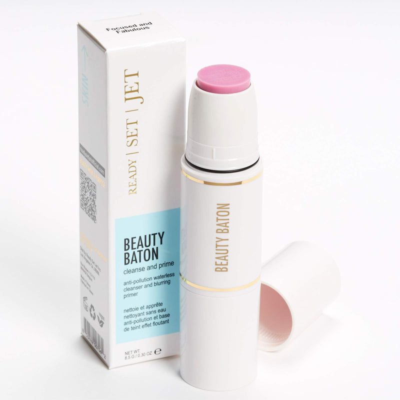 Ready Set Jet Cleanse and Prime Beauty Baton – Multi-Functional & Customizable Waterless Cleanser & Blurring Primer to Cleanse and Diminish the Appearance of Wrinkles & Pores for Flawless Skin – 8.5 g Ready Set Jet