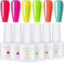 AwsmColor Gel Nail Polish Set, Neon UV LED Soak Off Nail Gel Kit, 2020 Nail Design Bright Red Pastel Pink Jelly Rainbow Gel Polish 6 Bottles 8ML Soak Off Gels for Girl Women awsmcolor