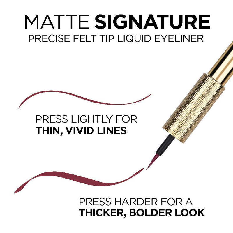 L'Oreal Paris Makeup Matte Signature Liquid Dip Eyeliner, Waterproof, Precise and Easy Application, All Day Wear, Vivid Matte Finish, Burgundy, 0.07 fl; Oz. L'Oreal Paris