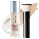 Color Changing Foundation with Professional Brush for Mature Skin: No Settling, Buildable Coverage, 12-Hour Hydration & Wear, Light to Medium Tones, Fragrance-Free - 1 FL OZ Infinity Warehouse