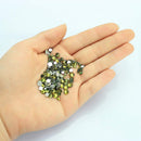 LolliBeads Resin Crystal Round Nail Art Mixed Flat Backs Acrylic Rhinestones Gems,Mix Size 1.5-5 mm, Color Olivine (1200Pcs) LolliBeads