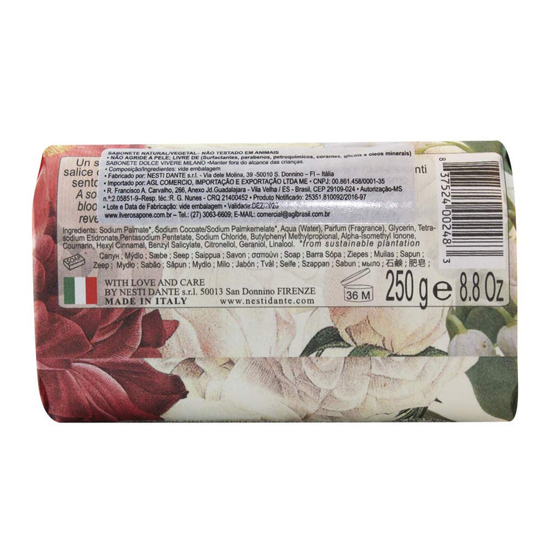 Dolce Vivere Milano Lily Of The Valley, Willow Tree & Oak Musk Fine Natural Soap Bar, 250 g Nesti Dante