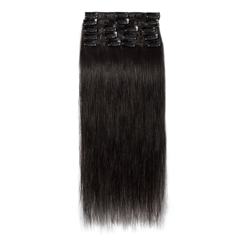 8 Inch Clip in Hair Extensions 100% Human Hair 45g Thin 8 Pcs 18 Clips Standard Weft Straight Clip on Hair for Women Beauty
